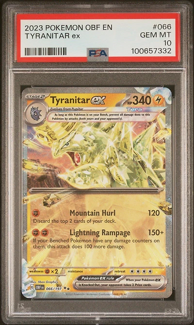 2023 Pokemon Obf En-obsidian Flames Tyranitar Ex PSA