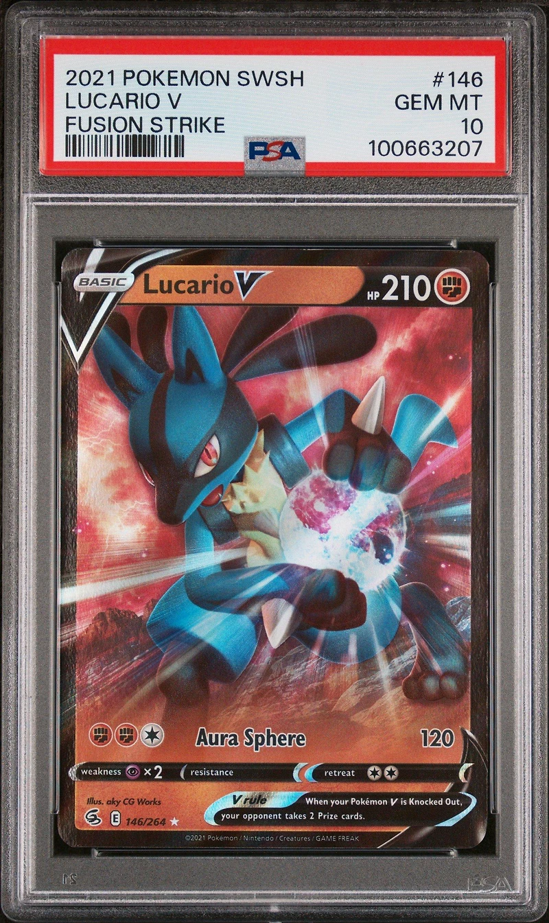 2021 Pokemon Sword & Shield Fusion Strike 146 Lucario V PSA