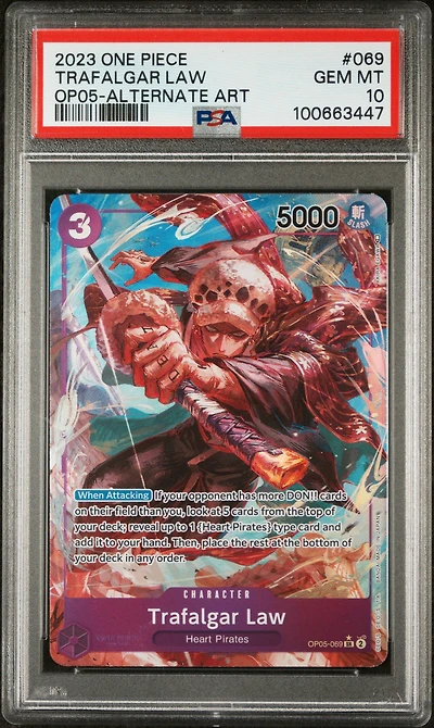2023 One Piece Awakening Of The New Era 069 Trafalgar Law Alternate Art PSA 10