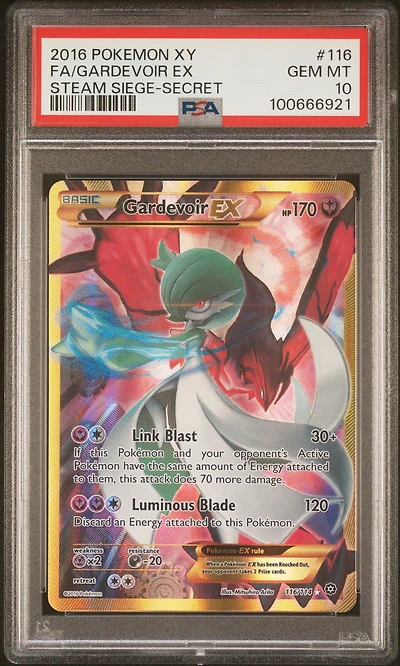2016 Pokemon Xy Steam Siege 116 Full Art/gardevoir Ex Secret PSA