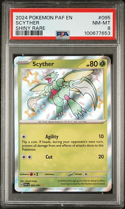 2024 Pokemon Paf En-paldean Fates 095 Scyther Shiny Rare PSA