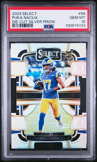 2023 Panini Select 56 Puka Nacua Die-cut Silver Prizm PSA 10