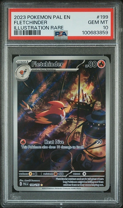 2023 Pokemon Pal En-paldea Evolved 199 Fletchinder Illustration Rare PSA