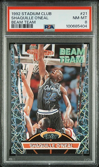1992 Stadium Club Beam Team 21 Shaquille O'neal PSA 8