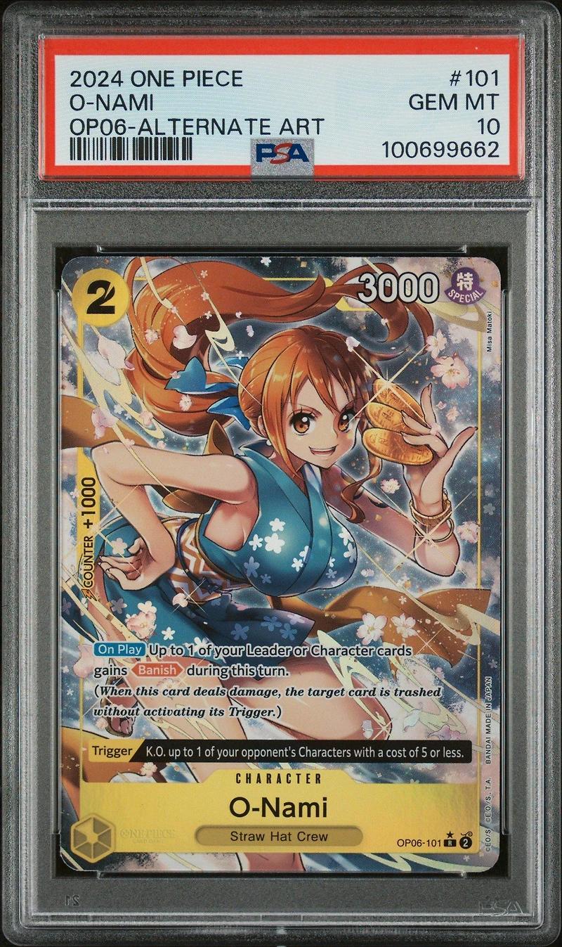 2024 One Piece Op06-wings Of The Captain 101 O-nami Alternate Art PSA