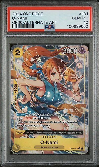 2024 One Piece Op06-wings Of The Captain 101 O-nami Alternate Art PSA