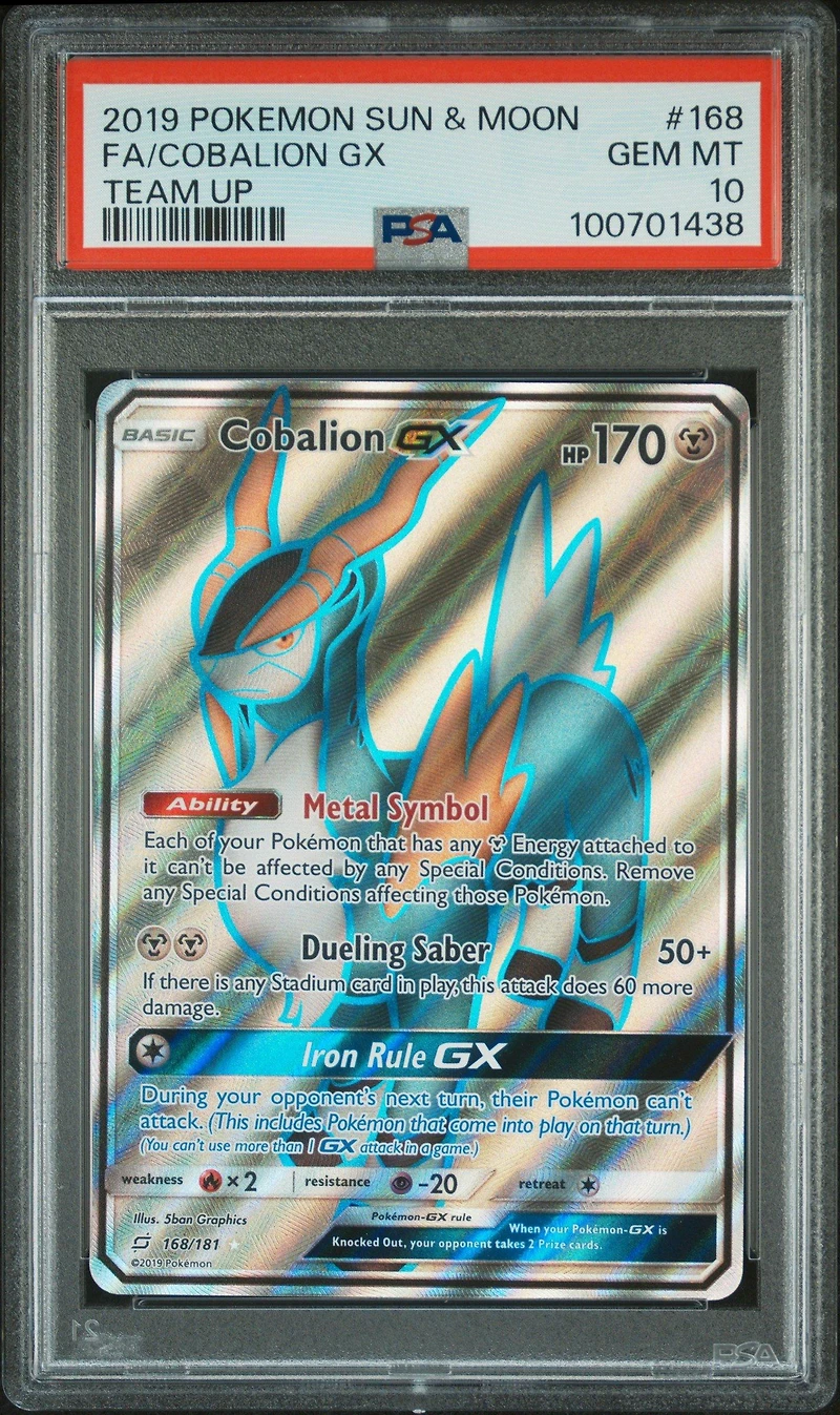 2019 Pokemon Sun & Moon Team Up 168 Full Art/cobalion Gx PSA 10