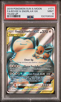 2019 Pokemon Sun & Moon Team Up 171 Full Art/eevee & Snorlax Gx PSA