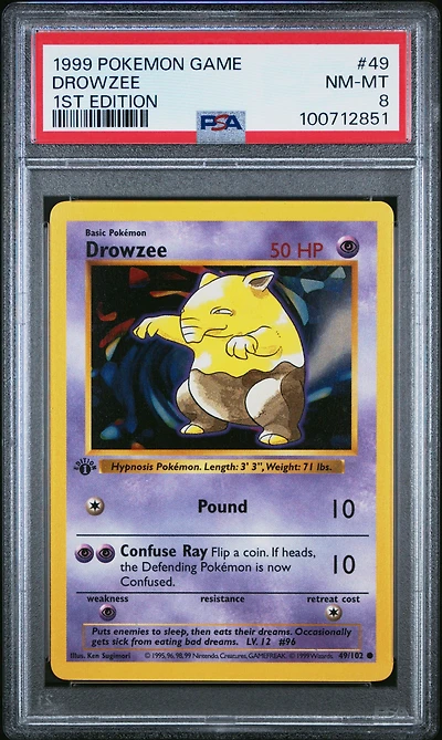 1999 Pokemon Game 49 Drowzee 1st Edition PSA