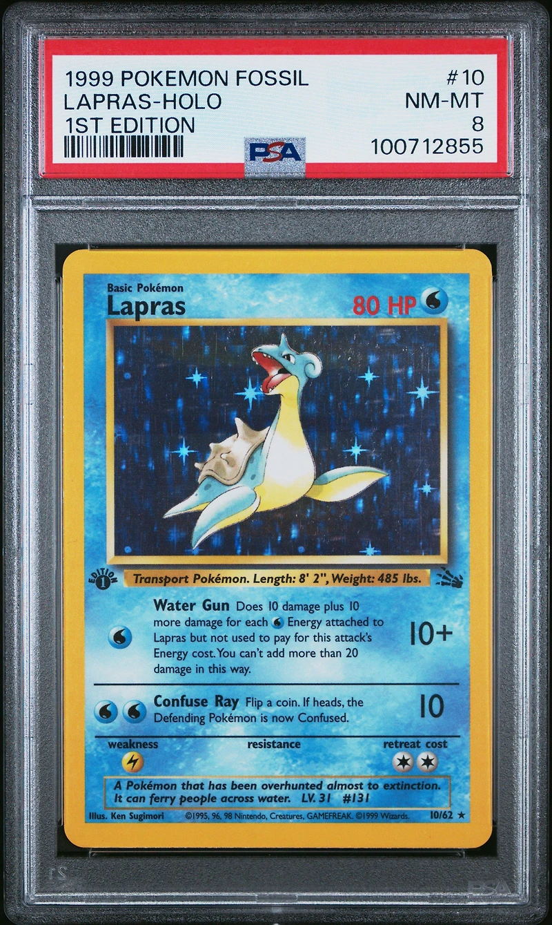 1999 Pokemon Fossil 10 Lapras-holo 1st Edition PSA
