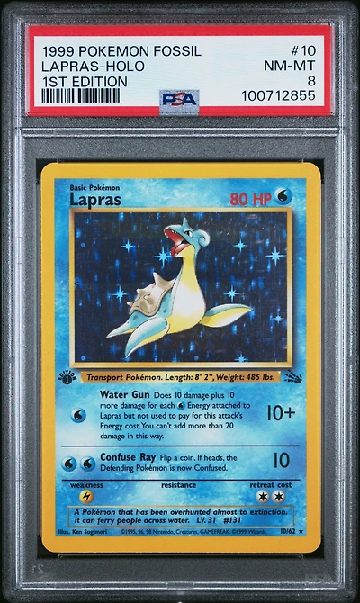 1999 Pokemon Fossil 10 Lapras-holo 1st Edition PSA