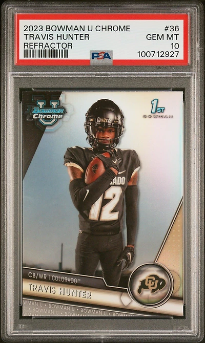 2023 Bowman University Chrome 36 Travis Hunter Refractor PSA