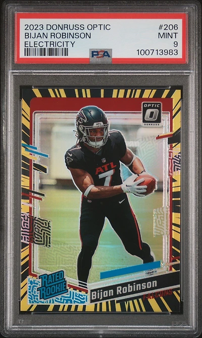 2023 Panini Donruss Optic 206 Bijan Robinson Electricity PSA 9