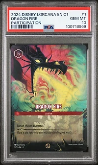 2024 Disney Lorcana En C1-lorcana Challenge Promo 1 Dragon Fire Participation PSA