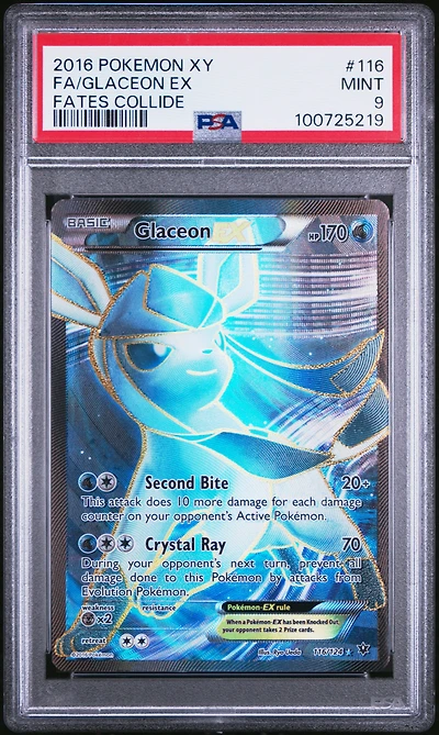 2016 Pokemon Xy Fates Collide 116 Full Art/glaceon Ex PSA