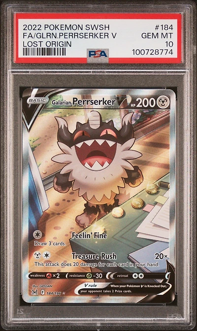 2022 Pokemon Sword & Shield Lost Origin Full Art/galarian Perrserker V PSA