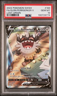 2022 Pokemon Sword & Shield Lost Origin Full Art/galarian Perrserker V PSA