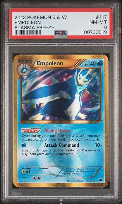 2013 Pokemon Black & White Plasma Freeze 117 Empoleon PSA 8