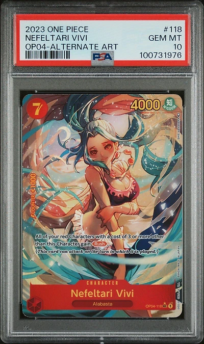 2023 One Piece Op04-kingdoms Of Intrigue 118 Nefeltari Vivi Alternate Art PSA 10