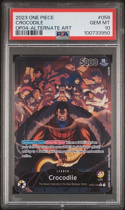2023 One Piece Op04-kingdoms Of Intrigue 058 Crocodile Alternate Art PSA 10