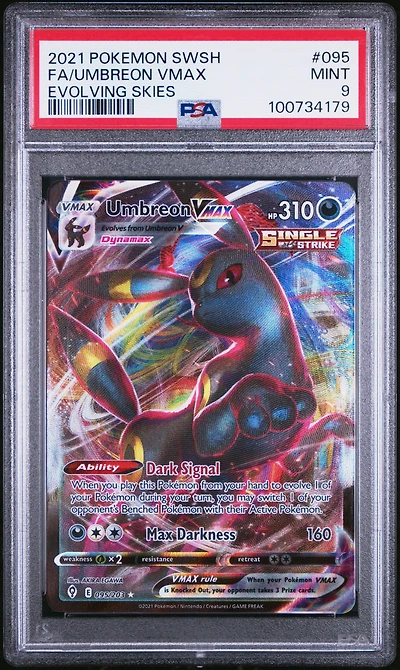 2021 Pokemon Sword & Shield Evolving Skies 095 Full Art/umbreon Vmax PSA
