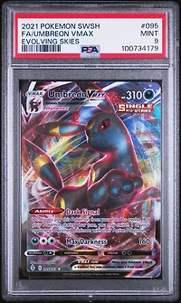 2021 Pokemon Sword & Shield Evolving Skies 095 Full Art/umbreon Vmax PSA