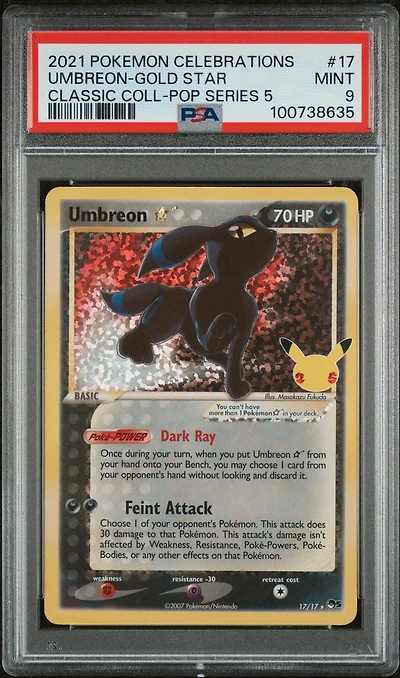 2021 Pokemon Celebrations Classic Collection 17 Umbreon-gold Star PSA