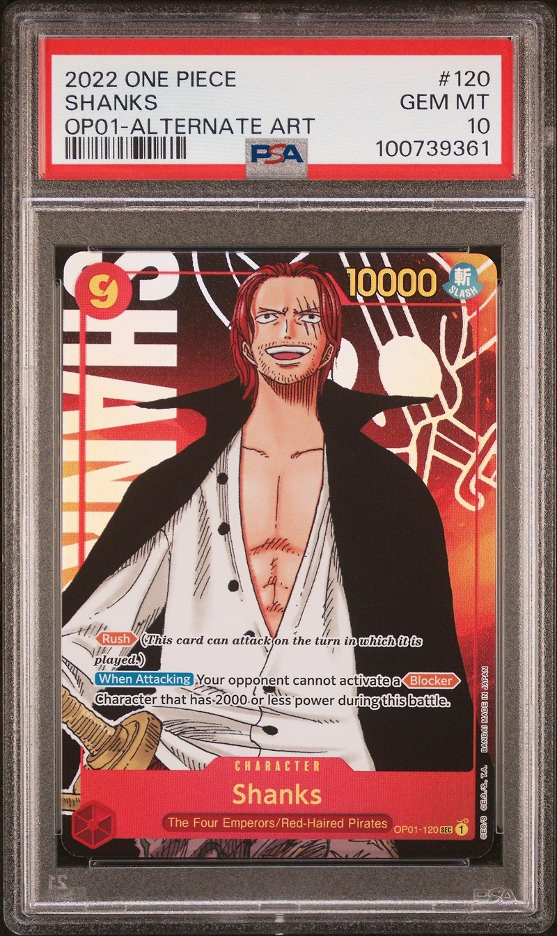 2022 One Piece Op01-romance Dawn 120 Shanks Alternate Art PSA 10