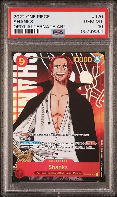 2022 One Piece Op01-romance Dawn 120 Shanks Alternate Art PSA 10