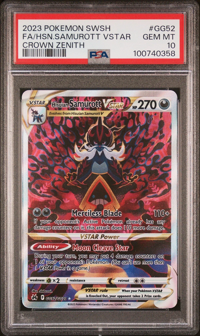2023 Pokemon Sword And Shield Crown Zenith Gg52 Full Art/hisuian Samurott Vstar PSA