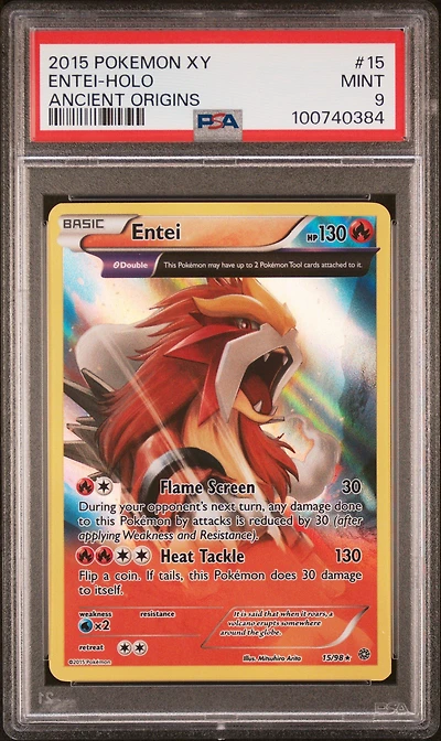 2015 Pokemon Xy Ancient Origins 15 Entei-holo PSA 9