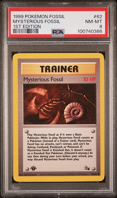 1999 Pokemon Fossil 62 Mysterious Fossil 1st Edition PSA 8