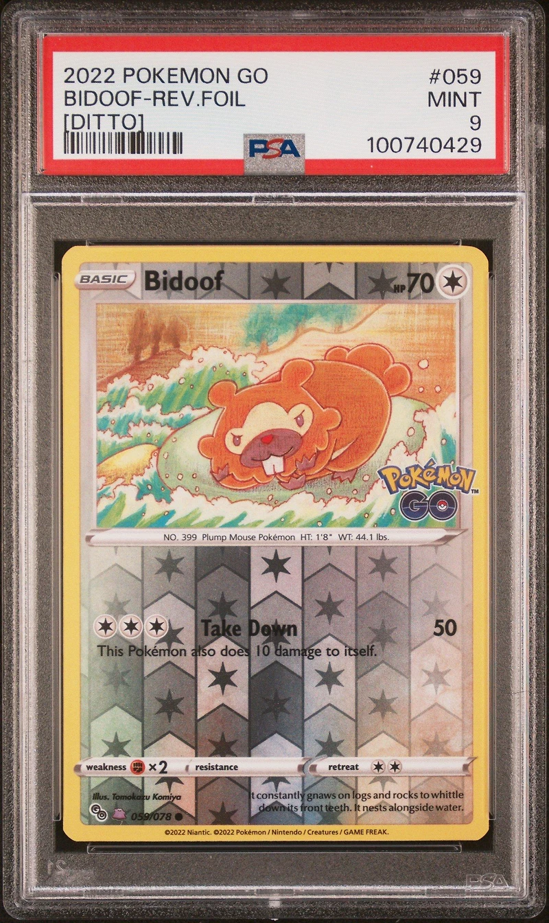 2022 Pokemon Go 059 Bidoof-reverse Foil [ditto] PSA