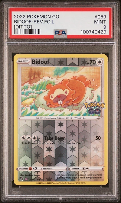 2022 Pokemon Go 059 Bidoof-reverse Foil [ditto] PSA