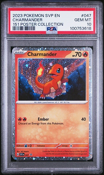 2023 Pokemon Svp En-sv Black Star Promo 047 Charmander 151 Poster Collection PSA