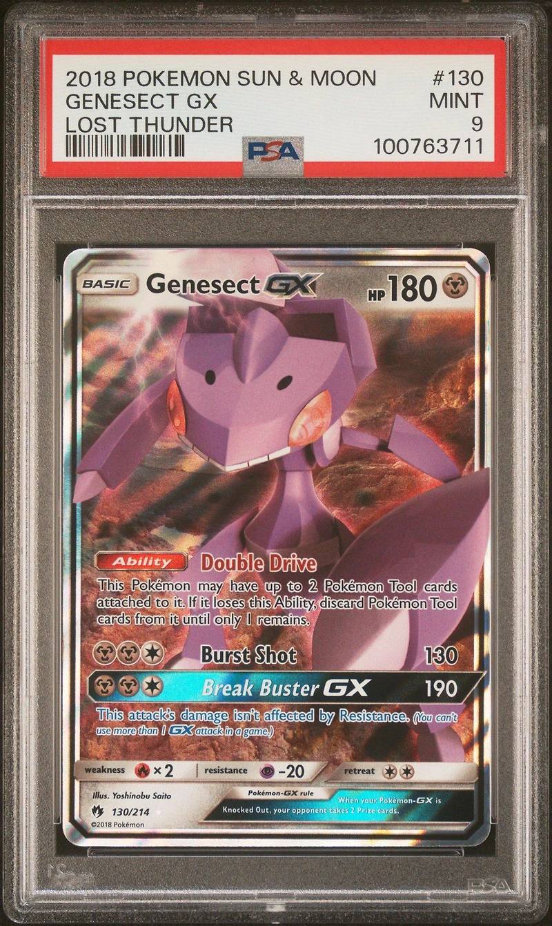 2018 Pokemon Sun & Moon Lost Thunder 130 Genesect Gx PSA