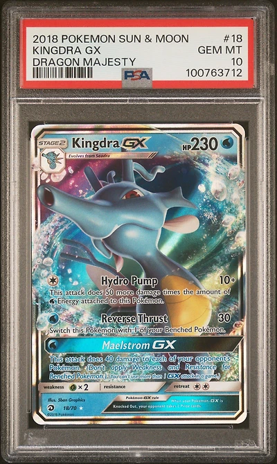 2018 Pokemon Sun & Moon Dragon Majesty 18 Kingdra Gx PSA 10