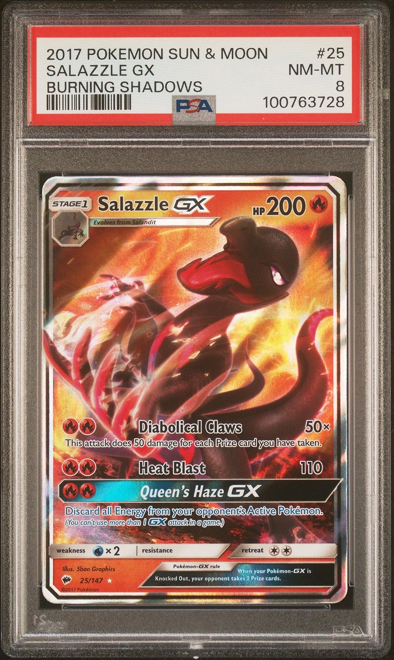2017 Pokemon Sun & Moon Burning Shadows 25 Salazzle Gx PSA