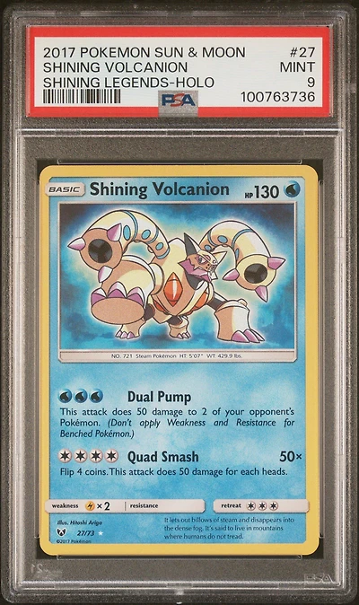 2017 Pokemon Sun & Moon Shining Legends 27 Shining Volcanion-holo PSA