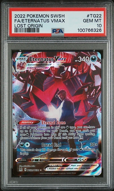 2022 Pokemon Sword & Shield Lost Origin Tg22 Full Art/eternatus Vmax PSA 10