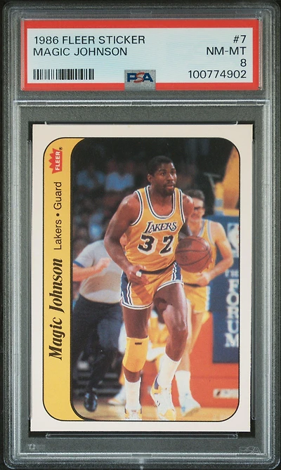 1986 Fleer Sticker 7 Magic Johnson PSA