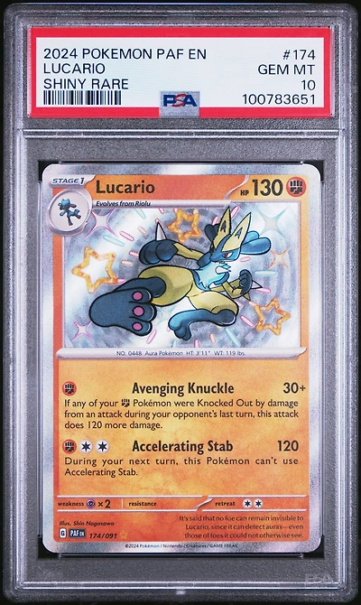 2024 Pokemon Paf En-paldean Fates 174 Lucario Shiny Rare PSA
