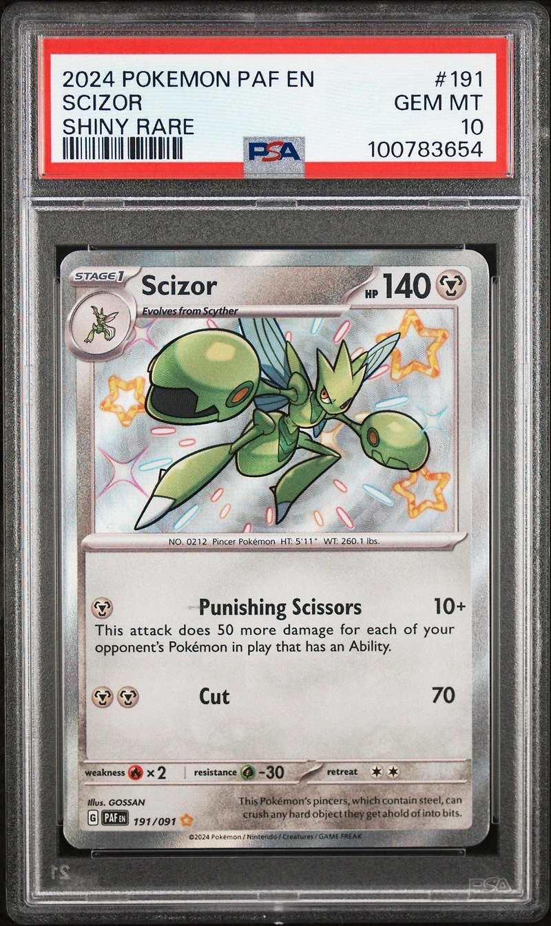 2024 Pokemon Paf En-paldean Fates 191 Scizor Shiny Rare PSA