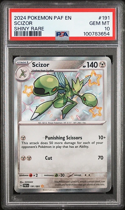 2024 Pokemon Paf En-paldean Fates 191 Scizor Shiny Rare PSA