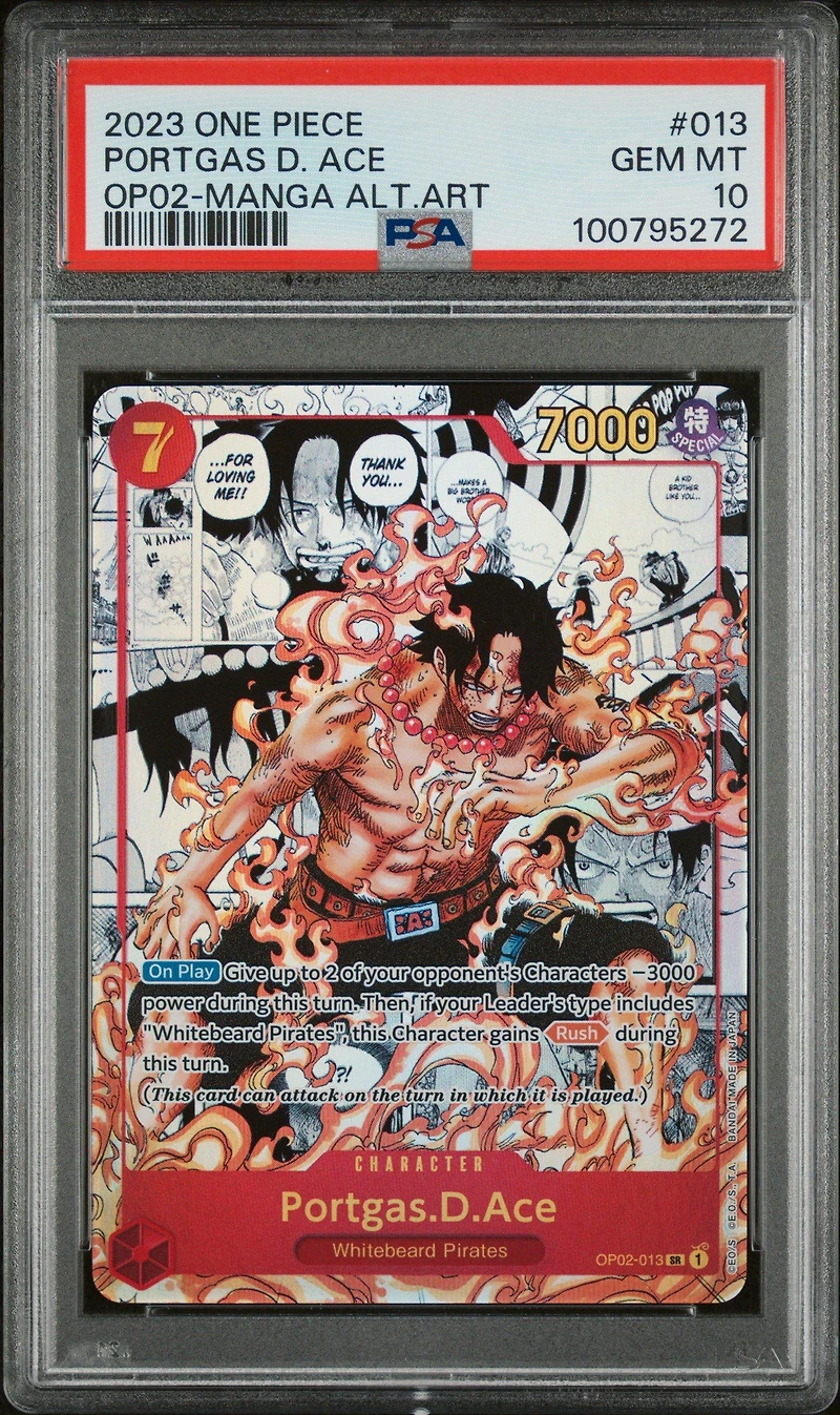2023 One Piece Paramount War 013 Portgas D. Ace Manga Alternate Art PSA 10