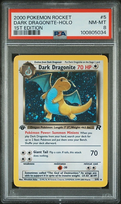 2000 Pokemon Rocket 5 Dark Dragonite-holo 1st Edition PSA