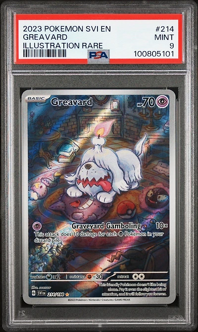 2023 Pokemon Svi En-scarlet & Violet 214 Greavard Illustration Rare PSA