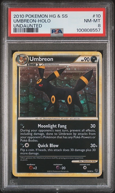 2010 Pokemon Heartgold & Soulsilver Undaunted Umbreon-holo PSA