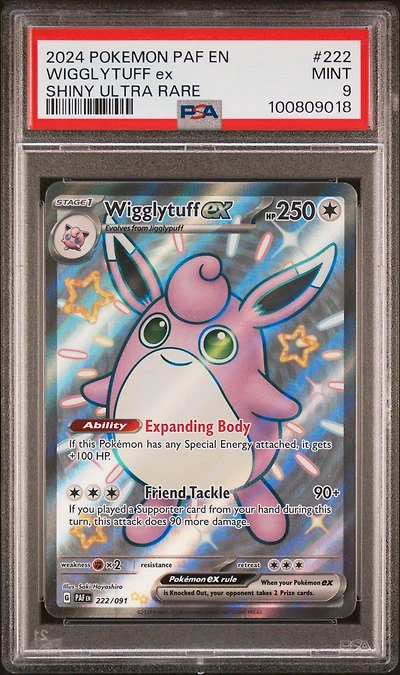2024 Pokemon Paf En-paldean Fates 222 Wigglytuff Ex Shiny Ultra Rare PSA