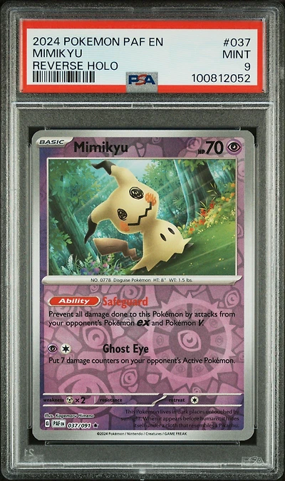 2024 Pokemon Paf En-paldean Fates 037 Mimikyu Reverse Holo PSA